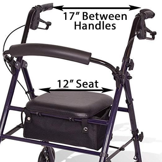 Carex Steel Rollator Rolling Walker with Seat and Back Support