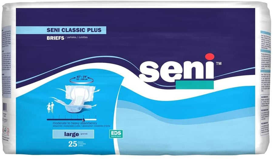 Seni Classic Plus Unisex Briefs - Heavy Absorbency - Case of 100