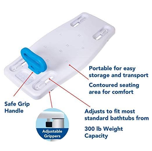 Carex Portable Bathtub Bench - Shower Bath Seat - Adjustable Width
