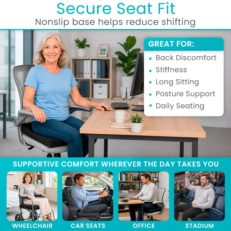 Wheelchair Gel Seat Cushion - Back Support Comfort and Pain Relief