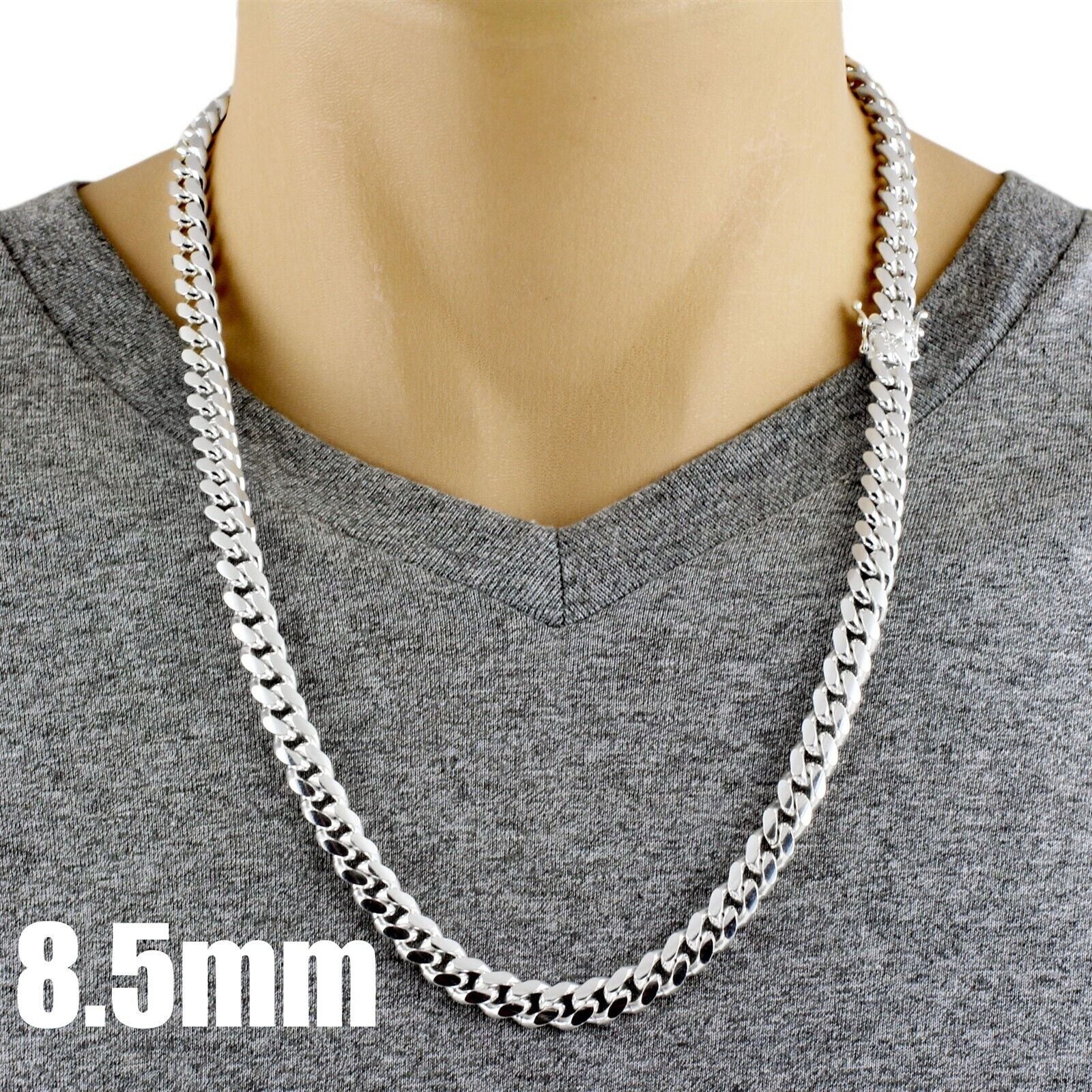 Guaranteed 925 Sterling Silver Miami Cuban Chain Necklace Men'S Jewelry