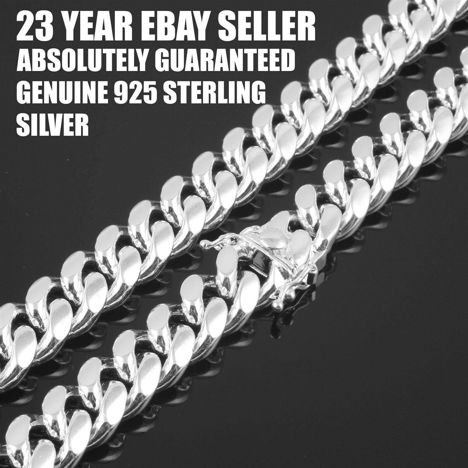 Guaranteed 925 Sterling Silver Miami Cuban Chain Necklace Men'S Jewelry