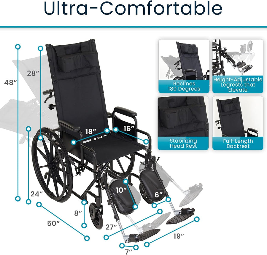 Reclining Wheelchair with Headrest