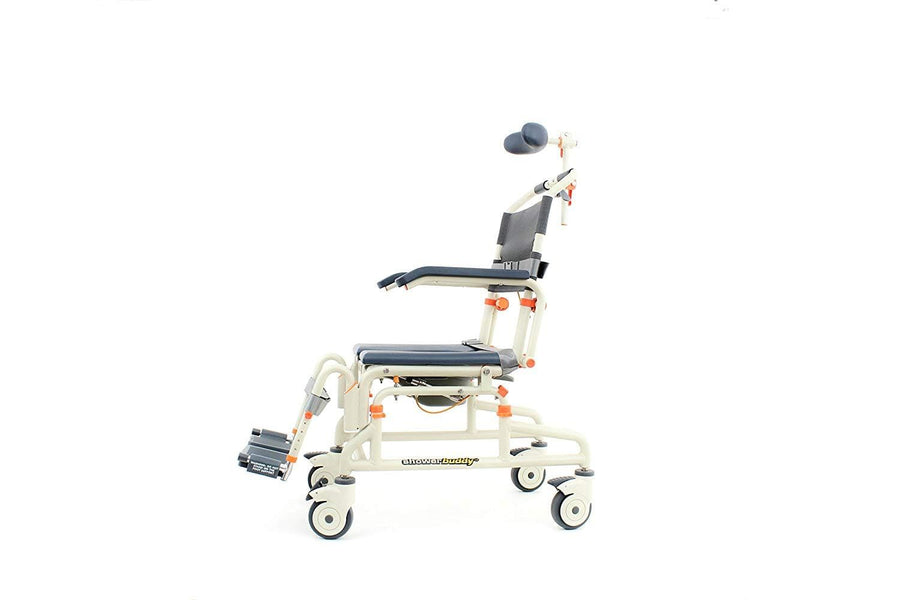 ShowerBuddy Roll-in Shower Chair with Tilt and Removable Commode System