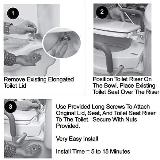 Carex Raised Toilet Seat With Handles - For Standard Toilets - Adds 3.5 Inches