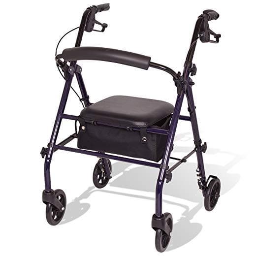 Carex Steel Rollator Rolling Walker with Seat and Back Support