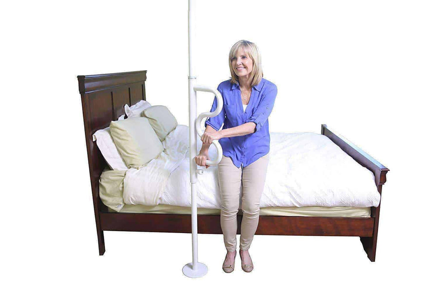 Stander Security Pole & Curve Grab Bar - Elderly Tension Mounted Transfer Pole & Bathroom Assist Grab Bar