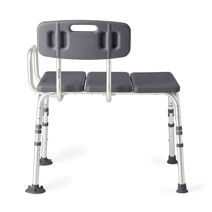 Medline Knockdown Transfer Bath Bench with Back and Microban Antimicrobial Protection