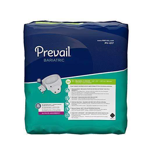 Prevail Unisex Bariatric Incontinence Adult Briefs with Breathable Zones