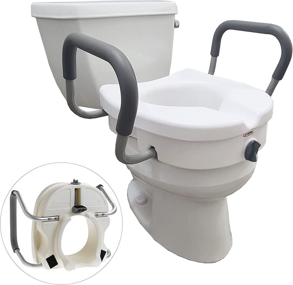Carex E-Z Lock&trade; Locking Raised Toilet Seat with Armrests