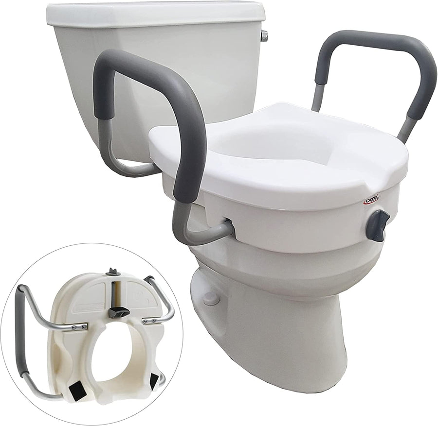 Carex E-Z Lock&trade; Locking Raised Toilet Seat with Armrests