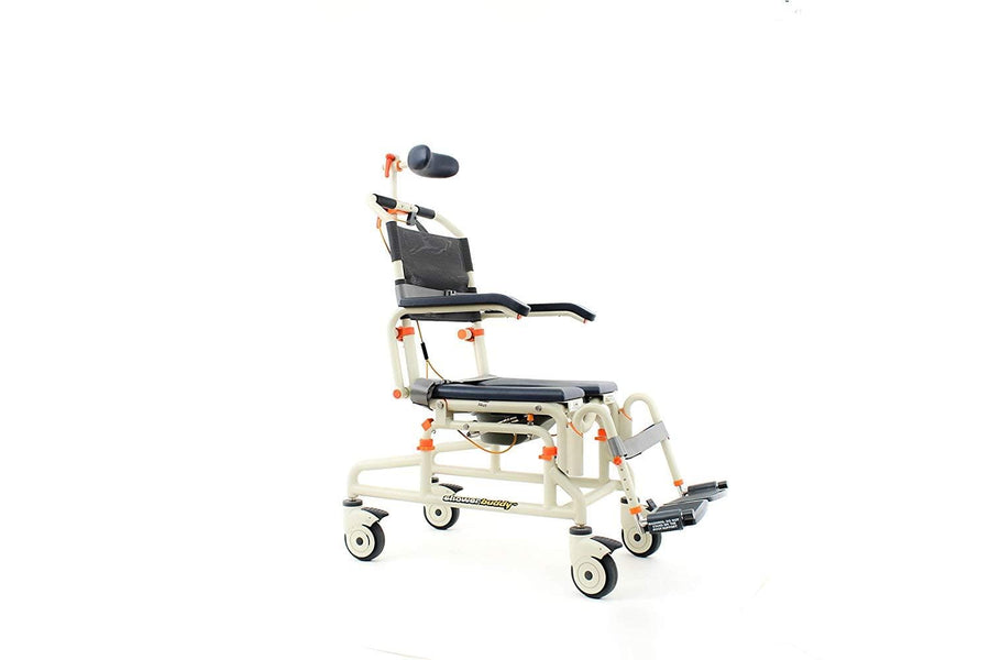 ShowerBuddy Roll-in Shower Chair with Tilt and Removable Commode System