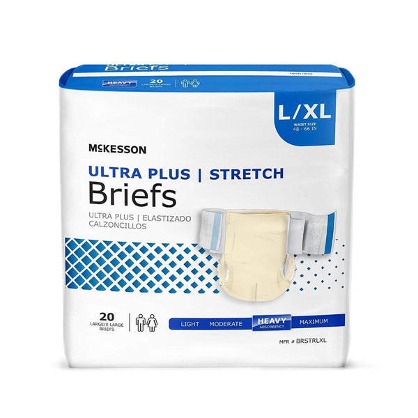 Mckesson Ultra Plus Stretch Tab Closure Unisex Briefs - Heavy Absorbency