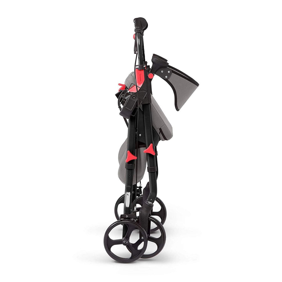 Medline Premium Empower Rollator Walker with Microban Antimicrobial Protection, Seat, Comfort Handles and Thick Backrest