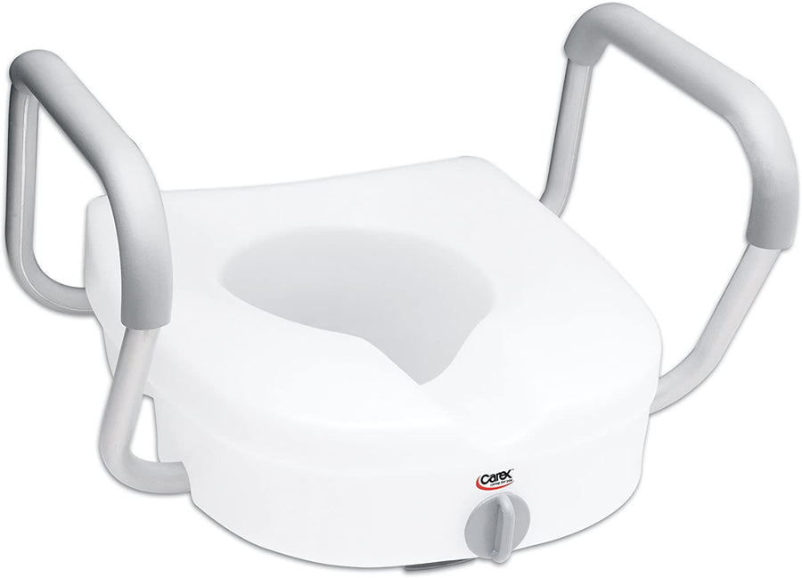 Carex E-Z Lock Raised Toilet Seat with Armrests - 5 Inch Riser