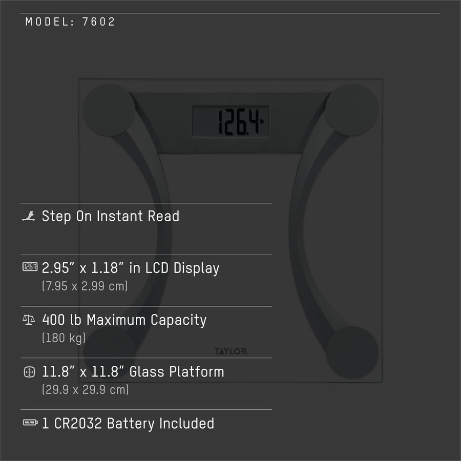 Clear Glass Digital Bathroom Scale with Metallic Accents