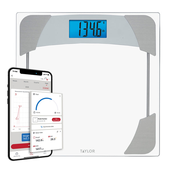 Smart Weight Tracking Scale with Precision Hub App, Clear
