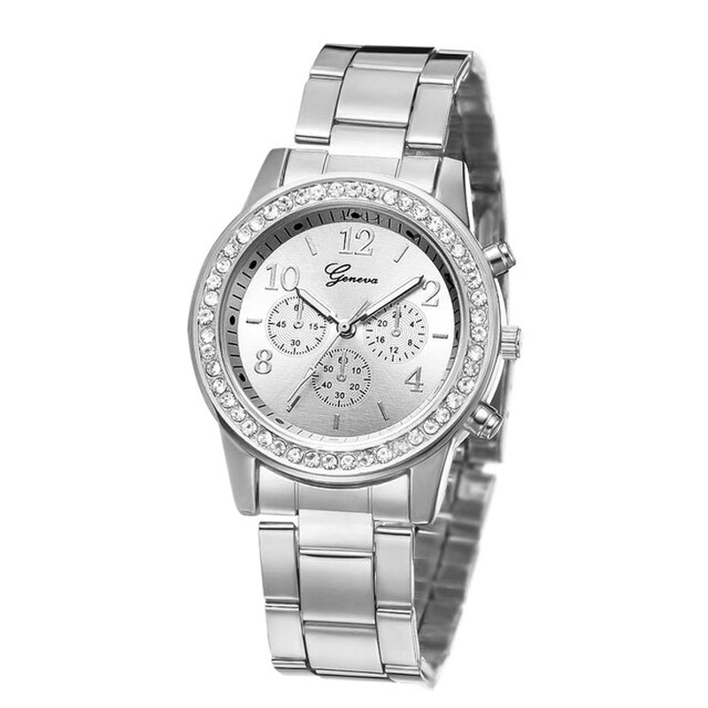 Diamond Women Luxury Brand Watch Rhinestone Elegant Ladies Watches Gold Clock 3 Eyes Wrist Watches for Women Relogio Feminino