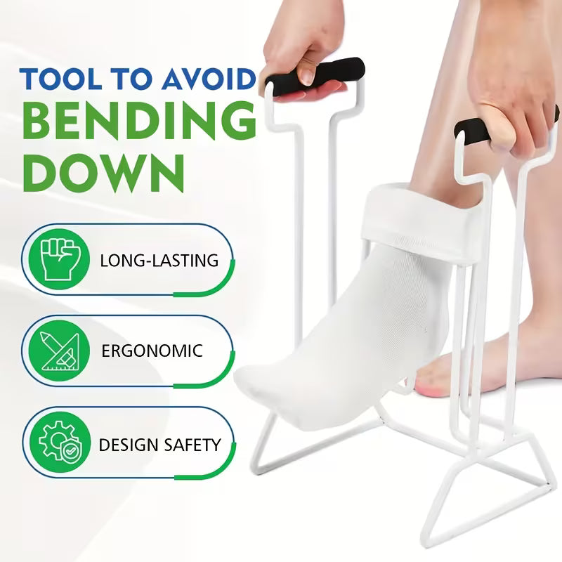 Metal Frame Sock Aid, Foam Grip Handles, 14" Tall