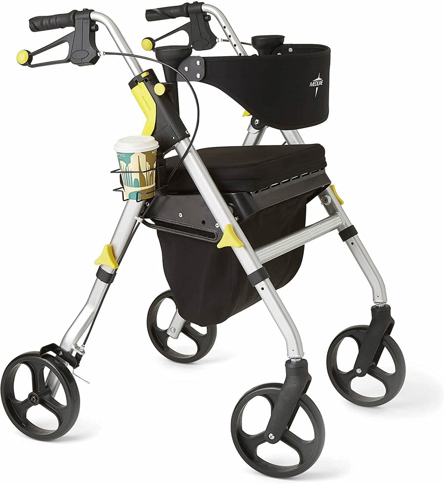 Medline Premium Empower Folding Mobility Rollator Walker with 8" Wheels