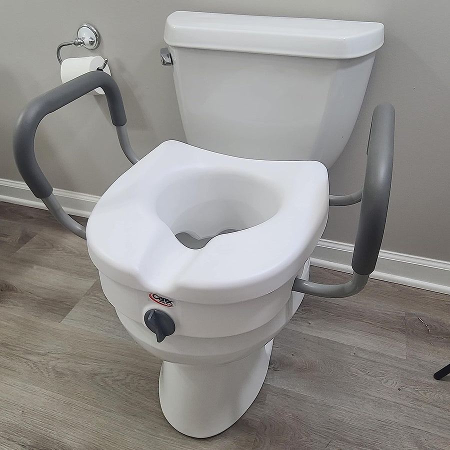 Carex E-Z Lock&trade; Locking Raised Toilet Seat with Armrests