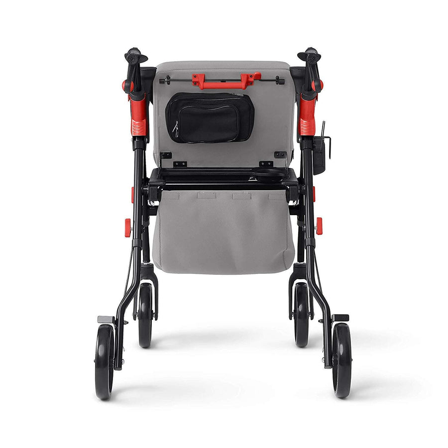 Medline Premium Empower Rollator Walker with Microban Antimicrobial Protection, Seat, Comfort Handles and Thick Backrest