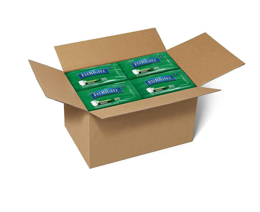 FitRight Plus Adult Diapers - Unisex Disposable Incontinence Briefs with Tabs - Moderate Absorbency