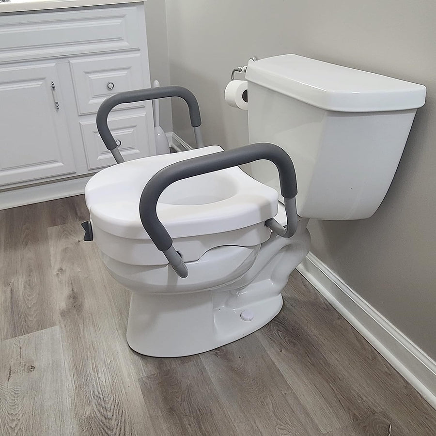Carex E-Z Lock&trade; Locking Raised Toilet Seat with Armrests