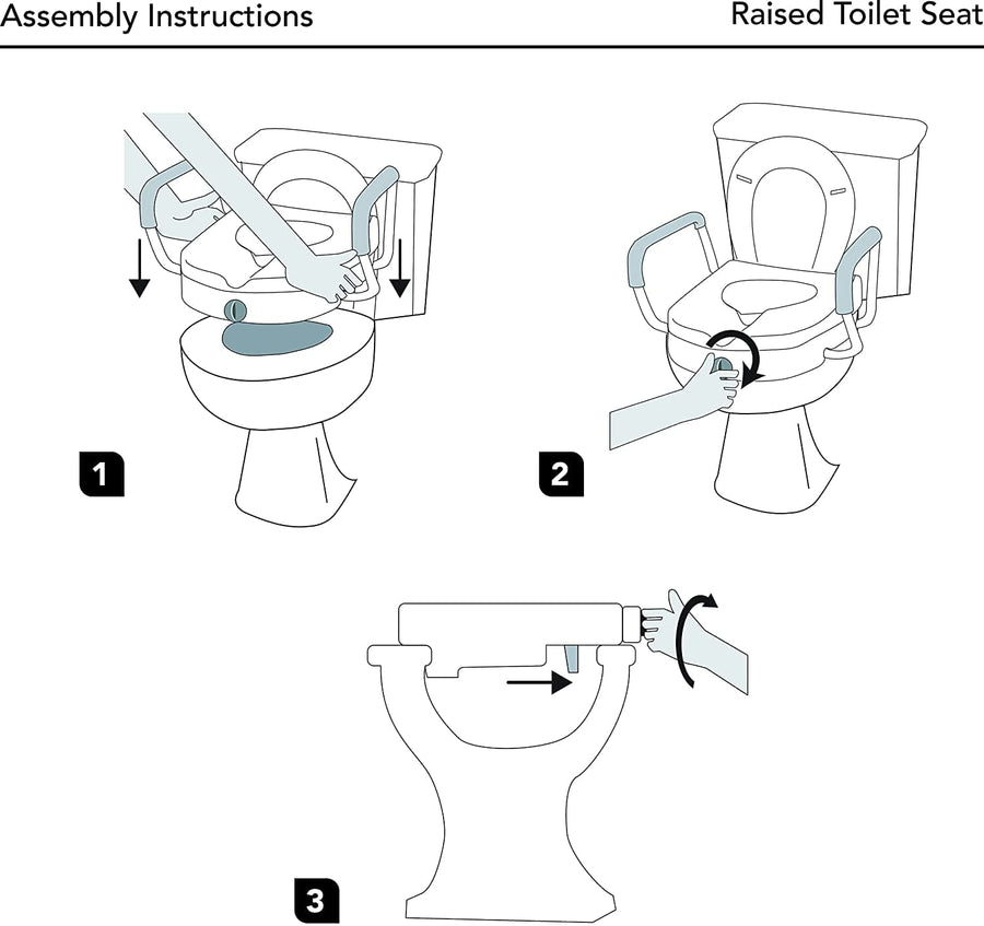 Carex E-Z Lock Raised Toilet Seat with Armrests - 5 Inch Riser