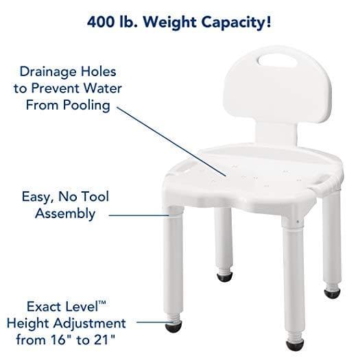 Carex Bariatric Bath Seat And Shower Chair With Back and Anti-Slip Feet