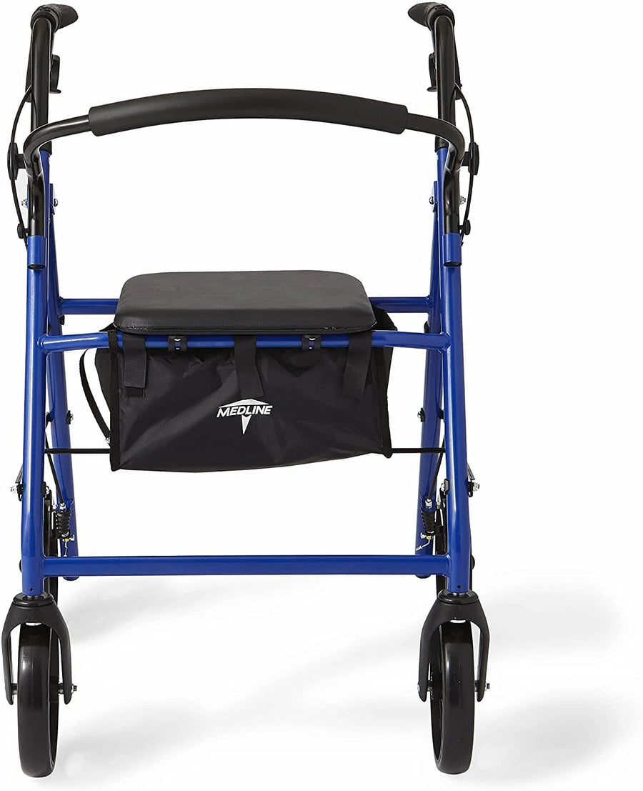 Medline Standard Steel Folding Rollator Adult Rolling Walker