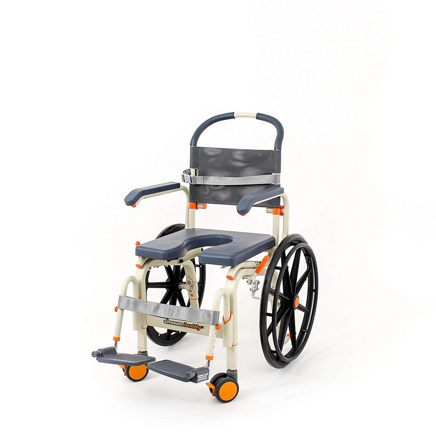 ShowerBuddy Self-Propelled Roll-In Buddy Solo Shower Chair with Commode Opening