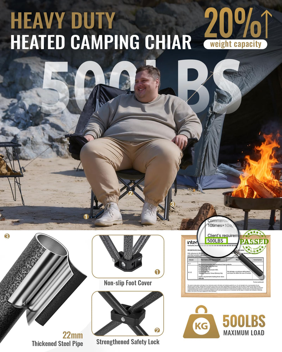 KingCamp CANNA C10 PLUS Heated Padded Camping Chair
