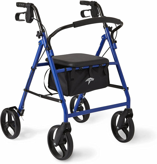 Medline Standard Steel Folding Rollator Adult Rolling Walker