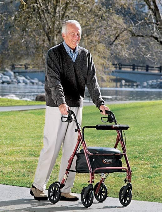 Carex Deluxe Folding Rolling Walker Rollator with Seat & Storage