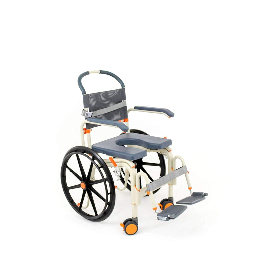 ShowerBuddy Self-Propelled Roll-In Buddy Solo Shower Chair with Commode Opening