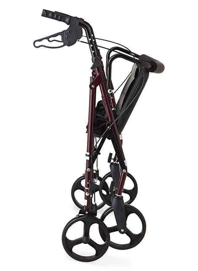 Medline Heavy Duty Bariatric Mobility Rollator with 8” Deluxe Wheels - Burgundy