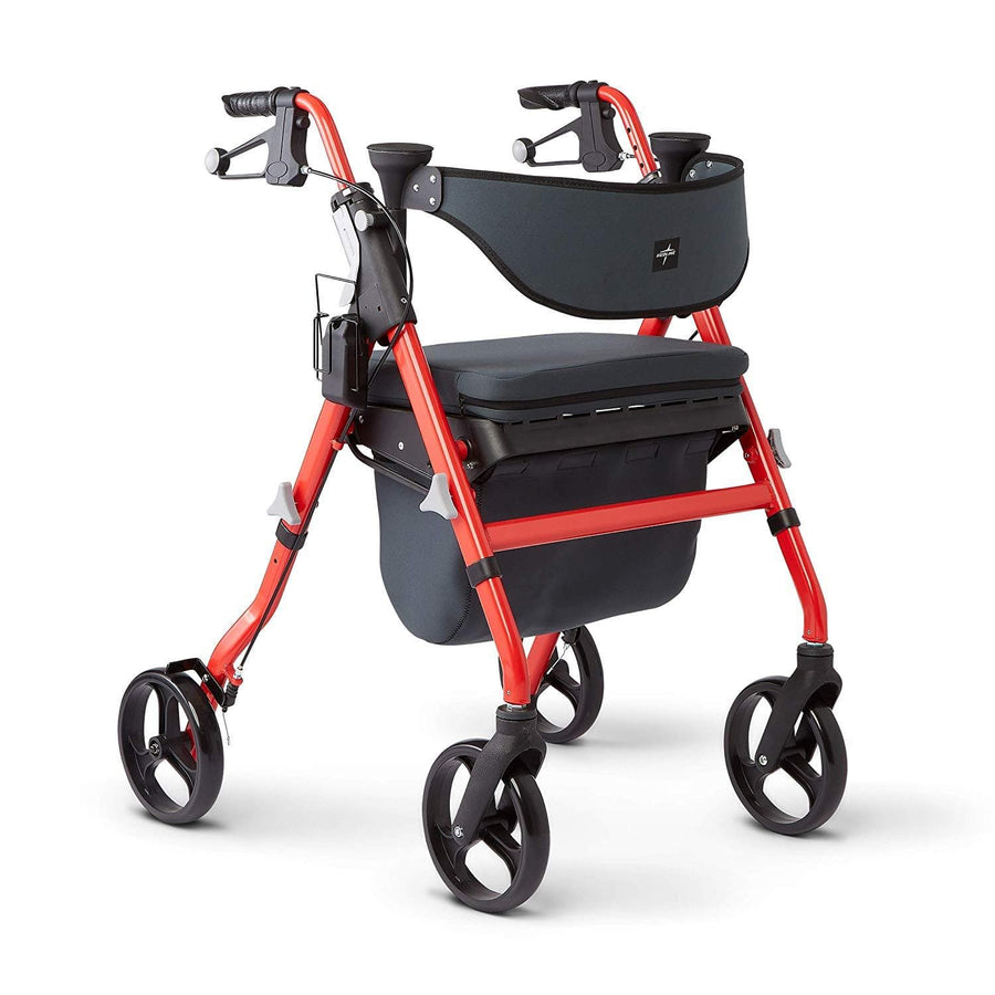 Medline Premium Empower Rollator Walker with Microban Antimicrobial Protection, Seat, Comfort Handles and Thick Backrest