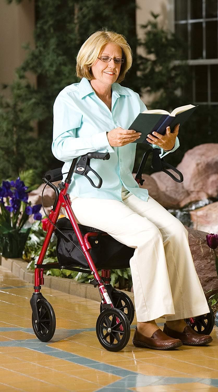 Carex Deluxe Folding Rolling Walker Rollator with Seat & Storage