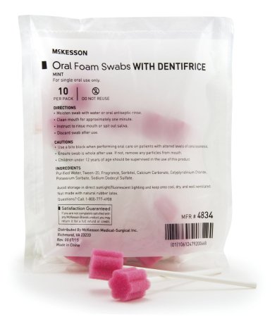 McKesson Toothette Swab With Dentifrice (Box of 50)