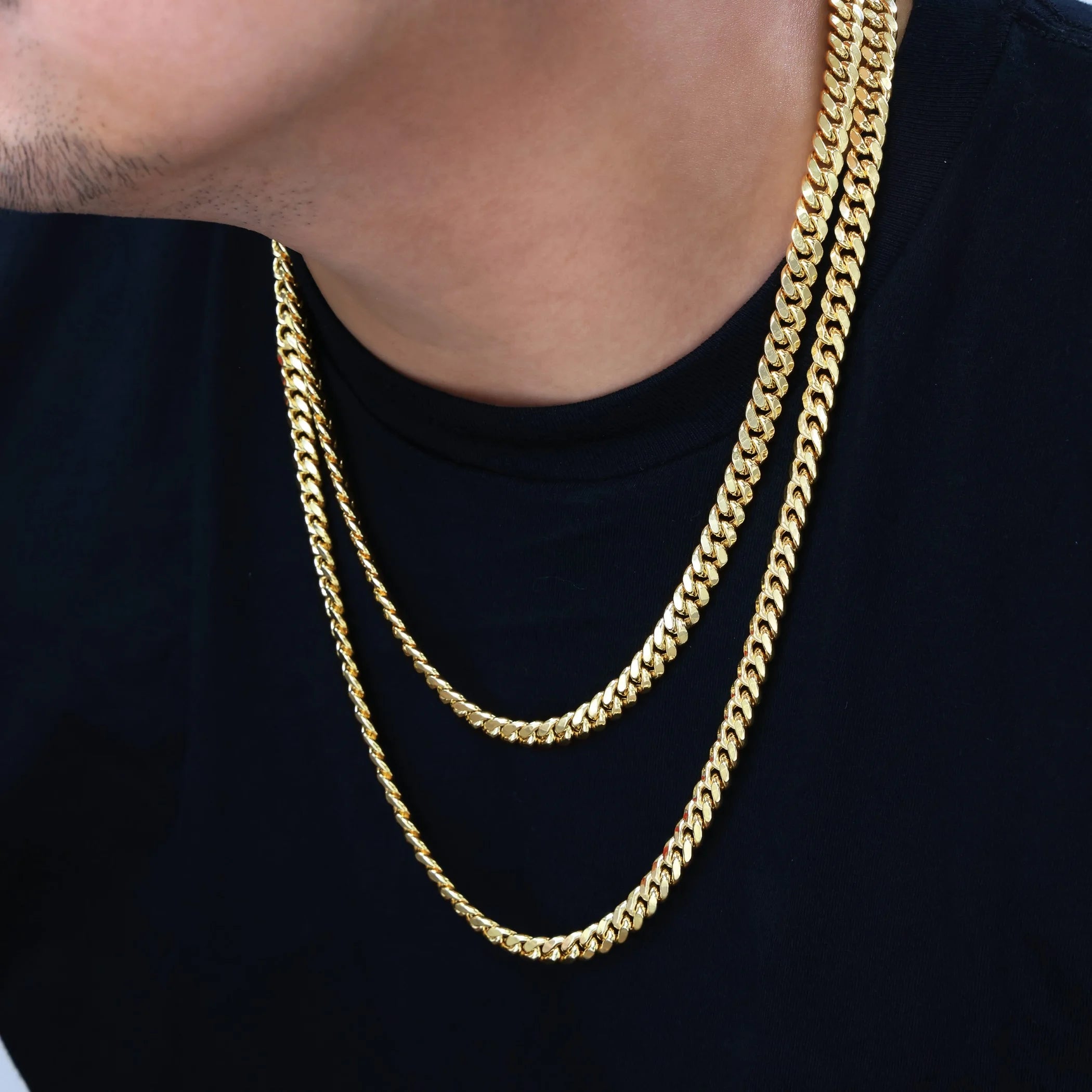 14K Yellow Gold 7.5Mm Miami Cuban Link Chain Necklace, Mens Womens Jewelry Box Clasp 16" - 30"