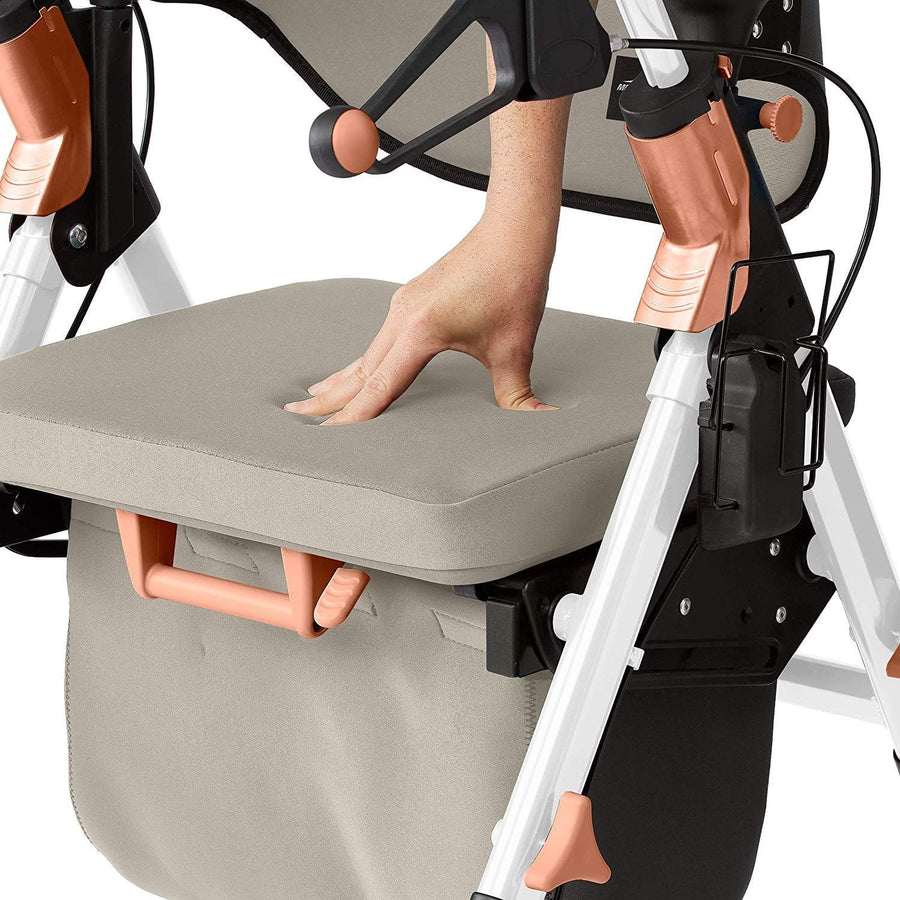 Medline Premium Empower Rollator Walker with Microban Antimicrobial Protection, Seat, Comfort Handles and Thick Backrest