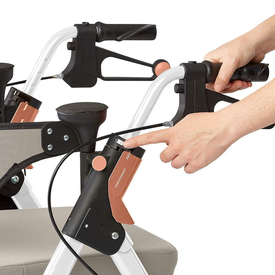 Medline Premium Empower Rollator Walker with Microban Antimicrobial Protection, Seat, Comfort Handles and Thick Backrest