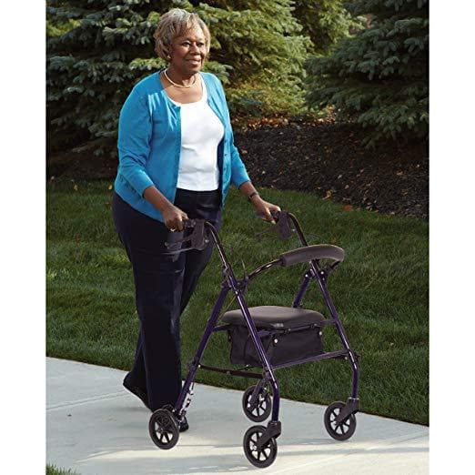 Carex Steel Rollator Rolling Walker with Seat and Back Support