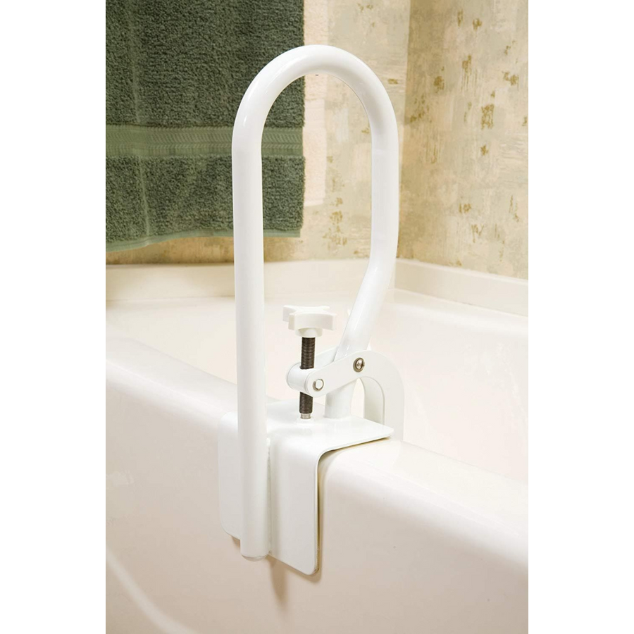 Carex White Clamp-On Bathtub Fall Prevention Safety Rail