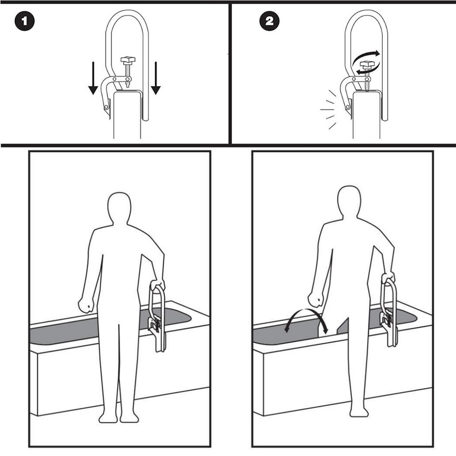 Carex White Clamp-On Bathtub Fall Prevention Safety Rail