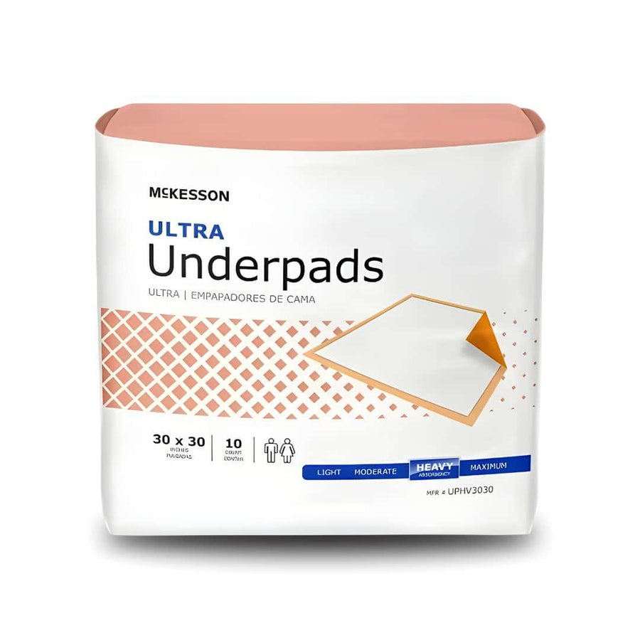 Disposable Underpad McKesson Ultra 30 X 30 Inch Fluff / Polymer Heavy Absorbency (Case of 100)