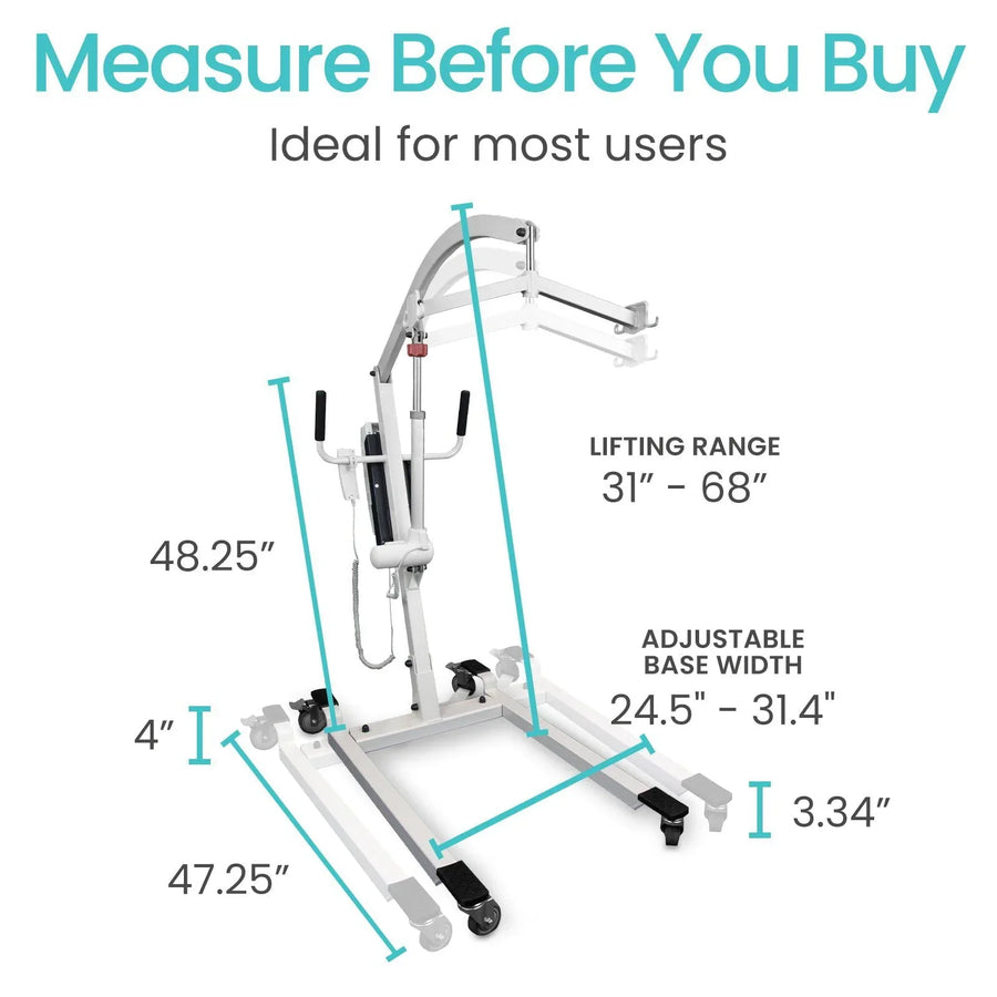 Electric Patient Lift, 400 lb Capacity, Battery Powered