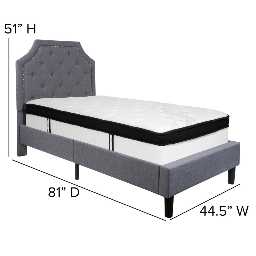 Brighton Arched Tufted Upholstered Platform Bed and Memory Foam Pocket Spring Mattress