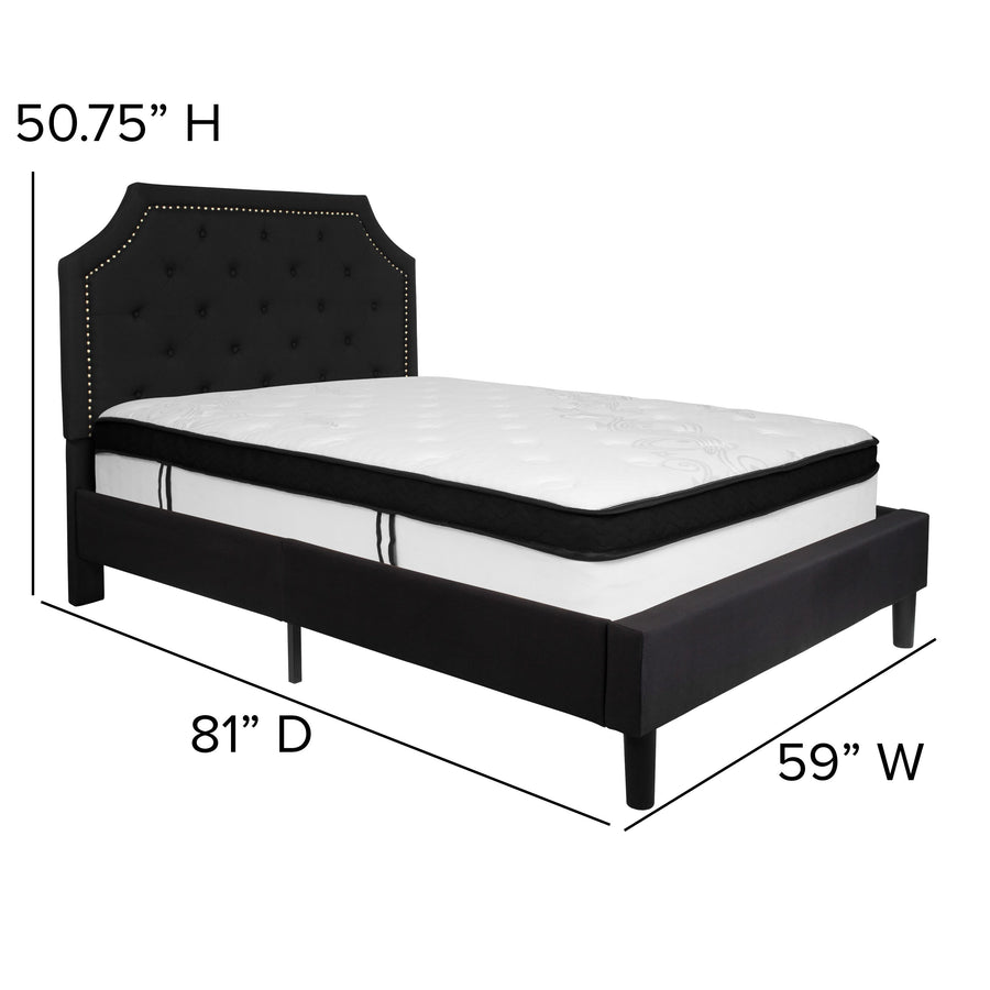 Brighton Arched Tufted Upholstered Platform Bed and Memory Foam Pocket Spring Mattress